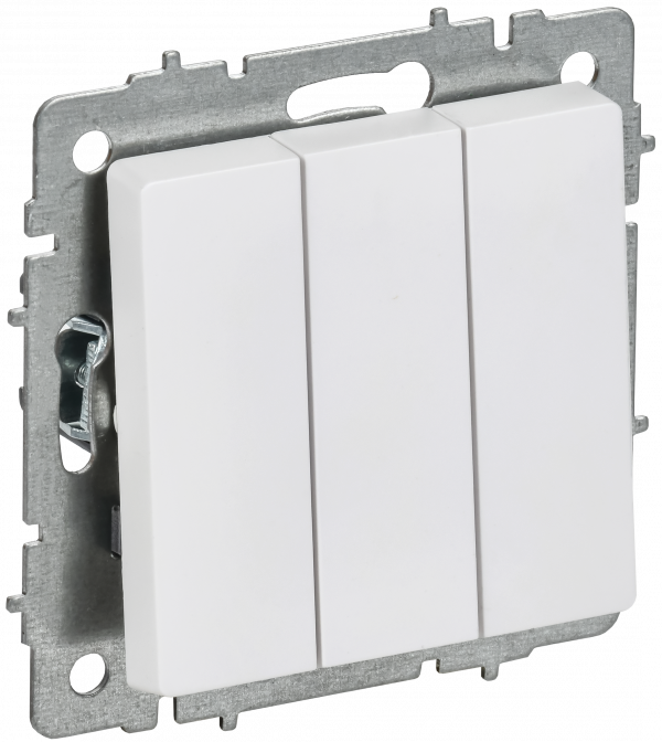 BRITE Выключатель 3-клавишный 10А ВС10-3-0-БрАБ арктический белый IEK