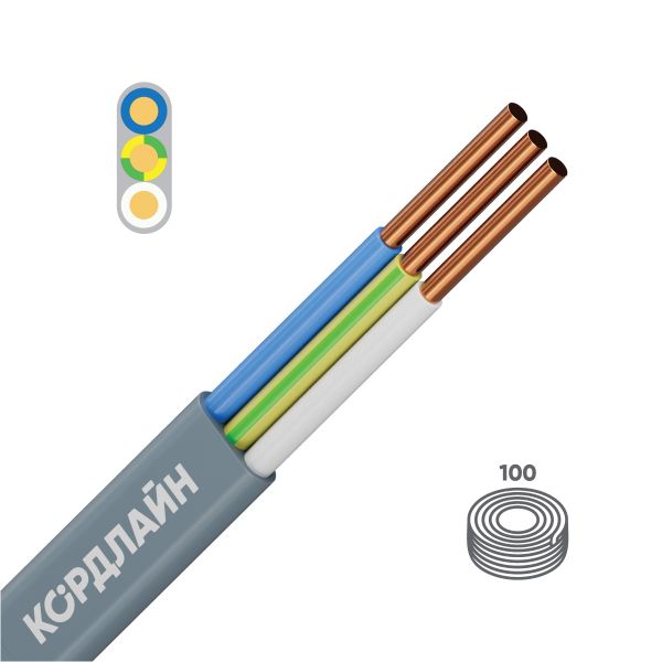Кабель силовой КОРДЛАЙН ВВГ-Пнг(А)-LS 3x1,5ок(N,PE)-0,66 100м ТРТС