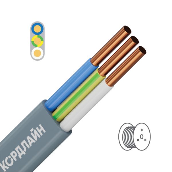 Кабель силовой КОРДЛАЙН ВВГ-Пнг(А)-LS 3x4ок(N,PE)-0,66 барабан ТРТС