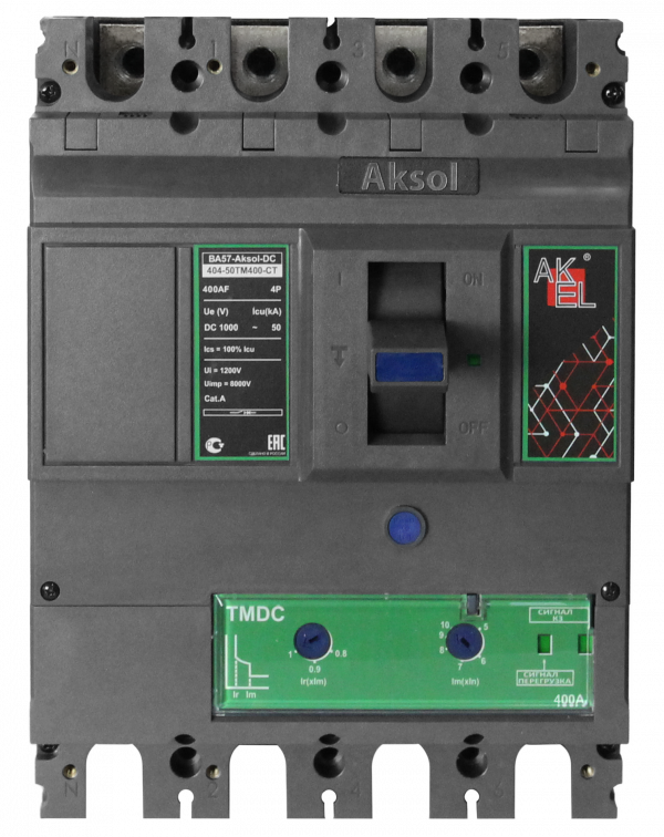 Выключатель автоматический в литом корпусе ВА57-DC-AKSOL-404-50ТМ400-CT 4P/400А/ТМ/50кА