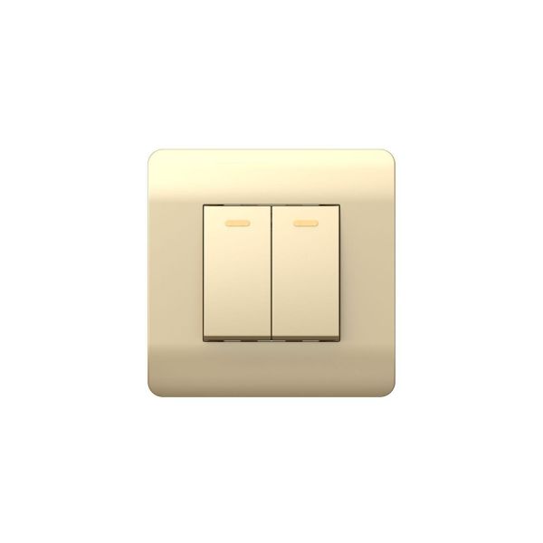 Выключатель 2-клавишный 10А, шампань