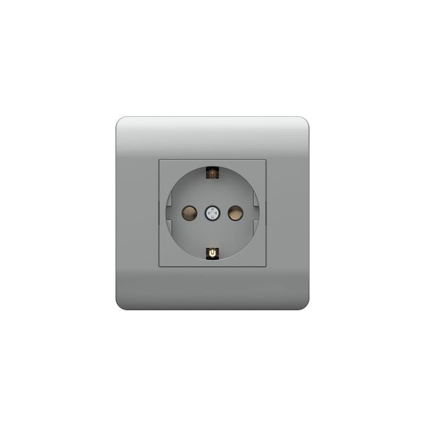 Розетка с/з со шторками, 16А, серебряный