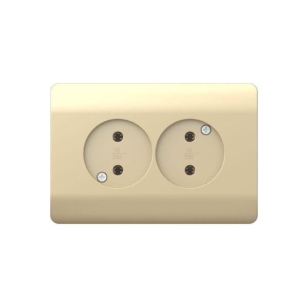 Розетка б/з со шторками двойная, 16А, шампань