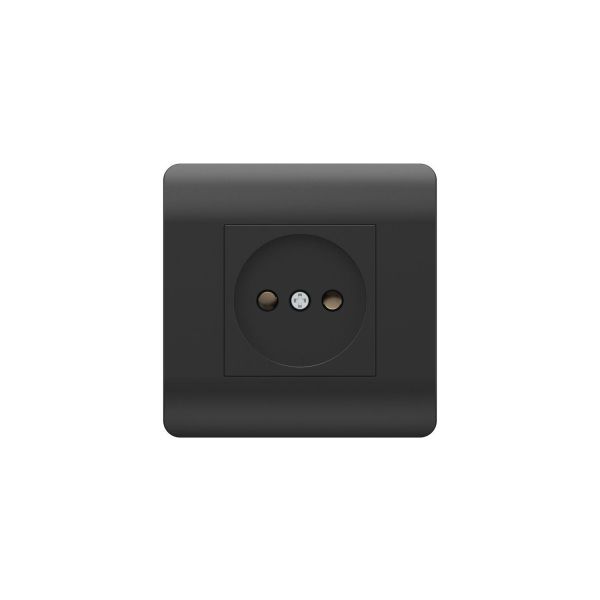 Розетка б/з со шторками, 16А, черный