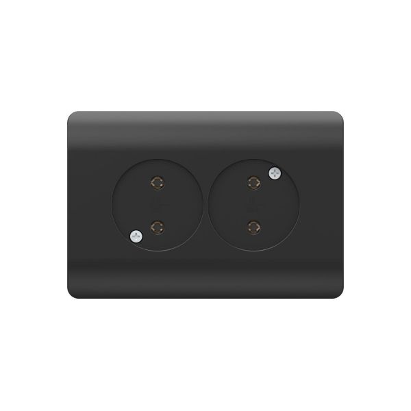 Розетка б/з со шторками двойная, 16А (NEW3-E), черный