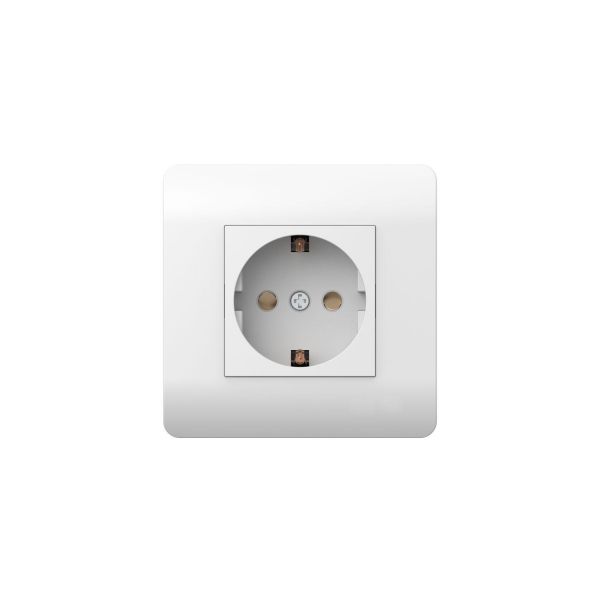 Розетка с/з со шторками, 16А (NEW3-E), белый