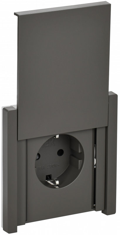 FORTE&PIANO Розетка 1-местная с заземлением с защитными шторками и крышкой безвинтовое крепление 16А IP44 FP319 серый IEK