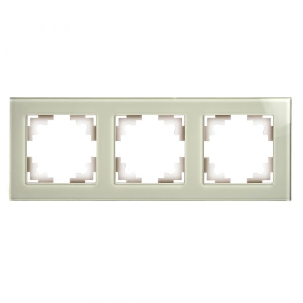 Рамка трехместная горизонтальная, стекло, Катрин, дымчатый Stekker