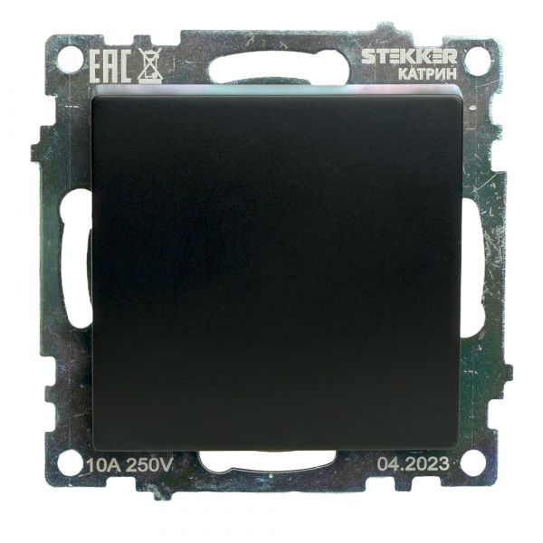 Переключатель перекрестный одноклавишный (механизм) 250В 10А серия Катрин черный STEKKER