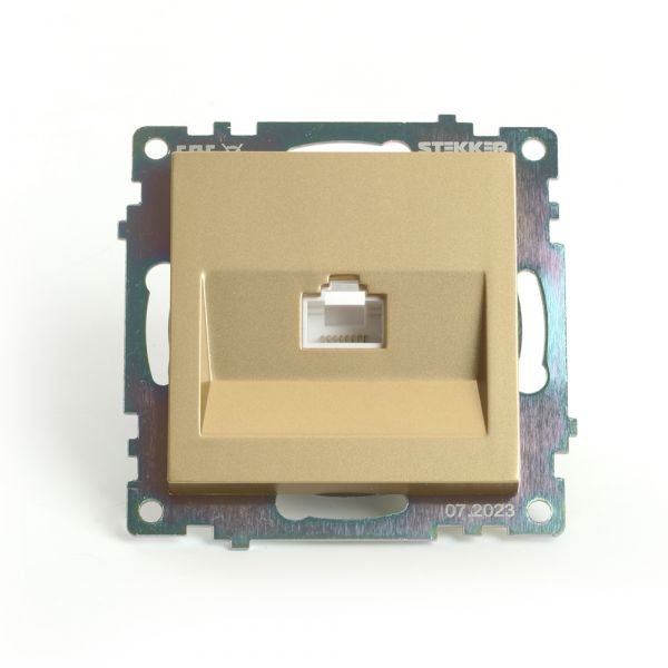 Розетка компьютерная одноместная (механизм) RJ-45 серия Катрин золото STEKKER