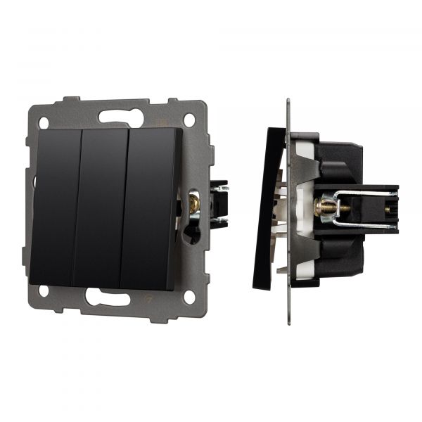 Механизм выключателя трехклавишный непроходной SWT-MK03-PL-BK-V 250V, 10A