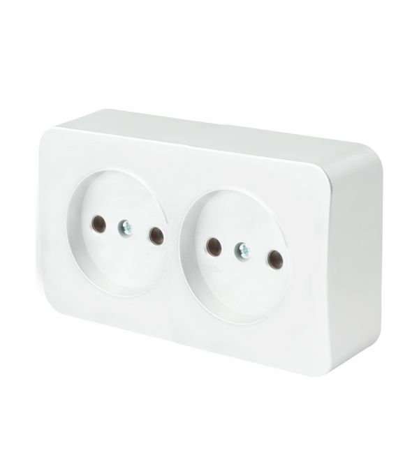 Розетка двухместная б/з 250В 10А серия София белый STEKKER