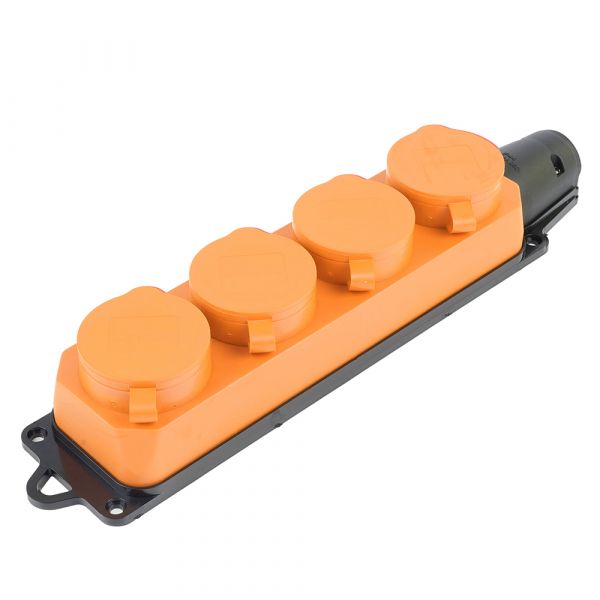 Розетка переносная 4-местная c/з каучук Одри RST16-24-44-5 оранжевый