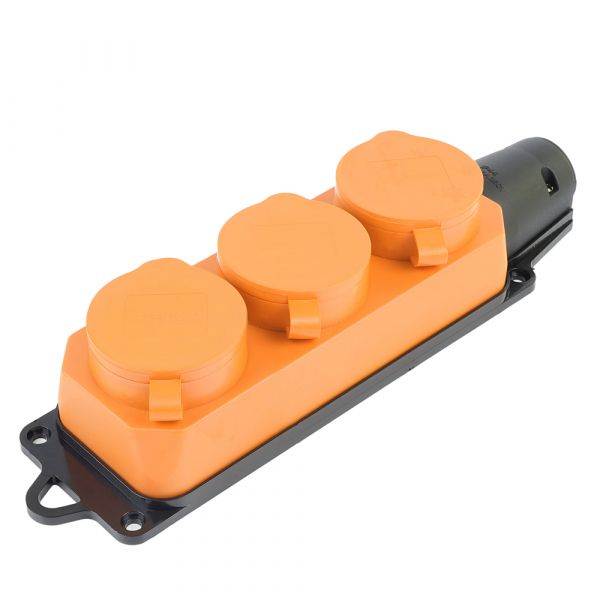 Розетка переносная 3-местная c/з каучук Одри RST16-23-44-5 оранжевый