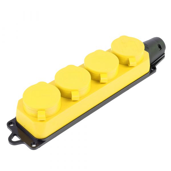 Розетка переносная 4-местная c/з каучук Одри RST16-24-44-6 желтый
