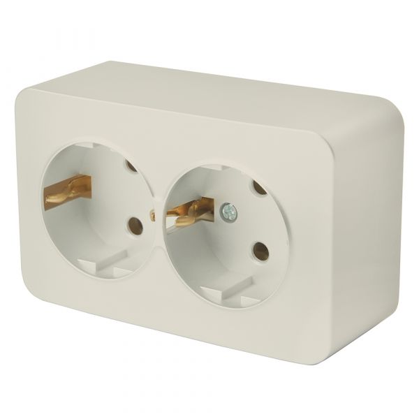 Розетка двухместная с/з 250В 10А серия София слоновая кость STEKKER
