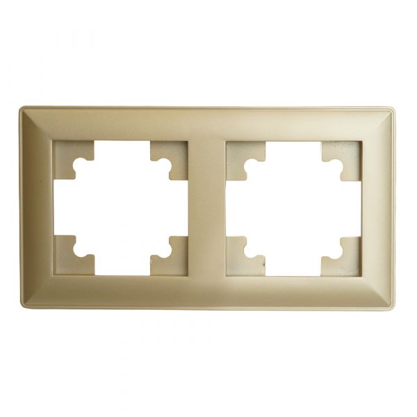 Рамка двухместная пластик серия Катрин золото STEKKER
