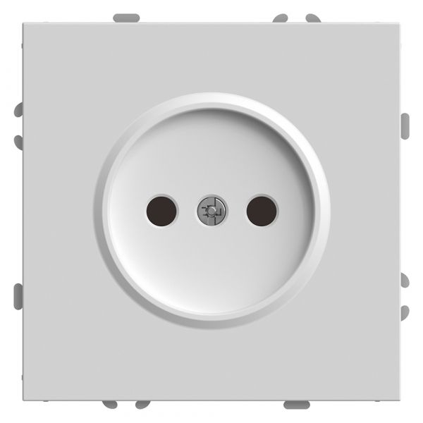 Розетка 1-местная с защитной шторкой (механизм) б/з, 250В, 16А, серия Эмили, белый фарфор, soft touc