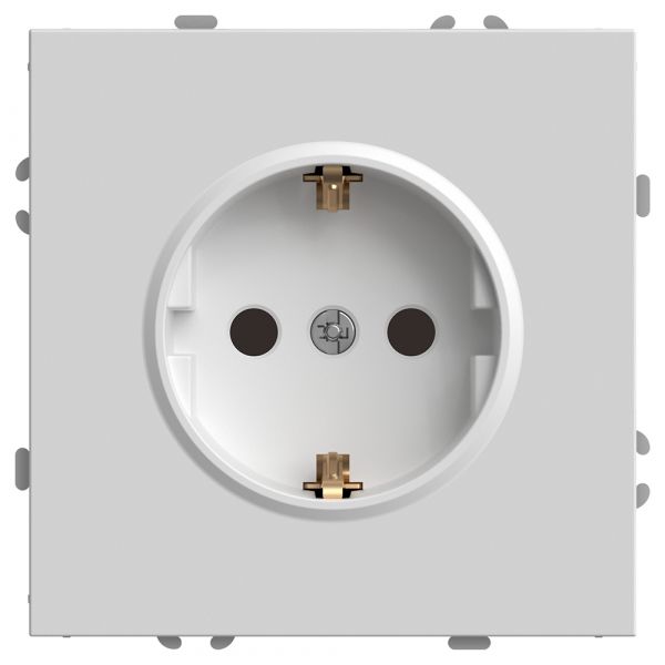 Розетка 1-местная с защитной шторкой с/з (механизм), 250В, 16А, серия Эмили, белый фарфор, soft touc