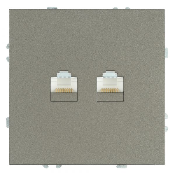 Розетка компьютерная 2-местная RJ-45 (механизм) антрацит soft touch серия Эмили STEKKER