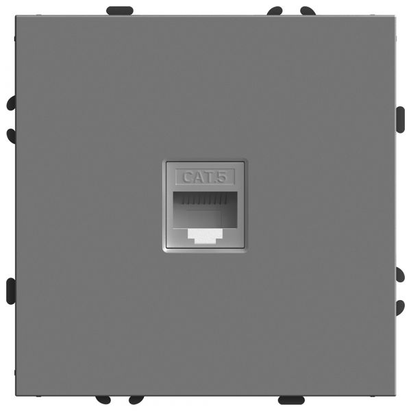 Розетка компьютерная 1-местная RJ-45 (механизм), серия Эмили, платиново-серый, soft touch