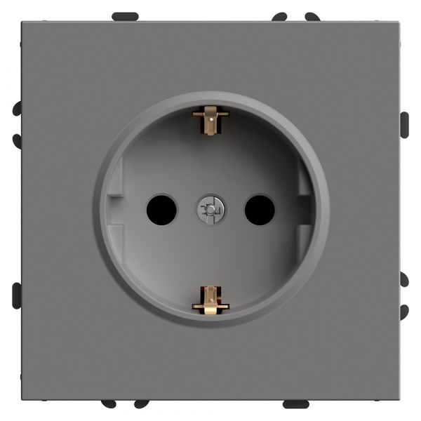 Розетка 1-местная с защитной шторкой с/з (механизм), 250В, 16А, серия Эмили, платиново-серый, soft t