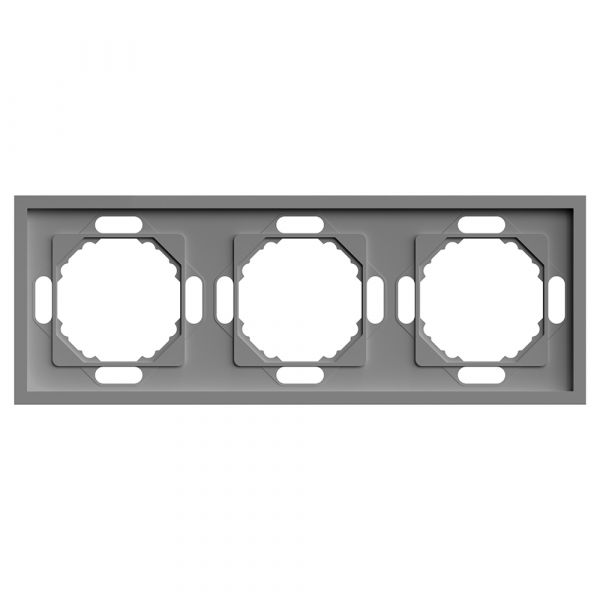 Рамка 3-местная, серия Эмили, РС, платиново-серый, soft touch STEKKER