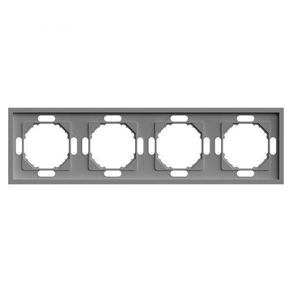 Рамка 4-местная, серия Эмили, РС, платиново-серый, soft touch STEKKER