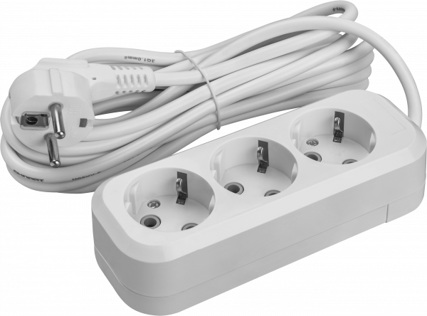 Удлинитель бытовой OPE-S-03-1000-E-3x1 с заземлением 3 розетки 10м ПВС 3х1 3500 Вт