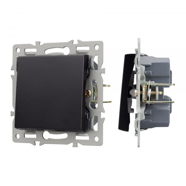 Выключатель одноклавишный перекрёстный SWT-MKX1-PL-BK (250V, 16A) (ARL, черный, механизм)