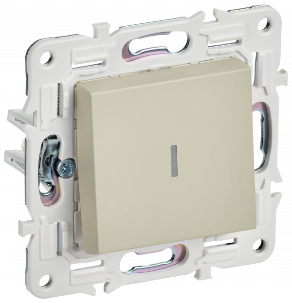 SKANDY Выключатель 1-клавишный проходной с индикацией 10А SK-V08B бежевый IEK