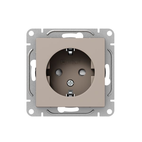 Механизм розетки  16А  с заземлением  со шторками  кремовый Эпика EKF