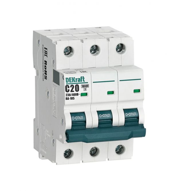 Выключатель автоматический 3P кривая C 20A 10кА ВА-105