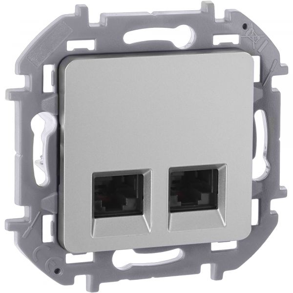 Розетка компьютерная двойная RJ45 категория 6 UTP алюминий INSPIRIA