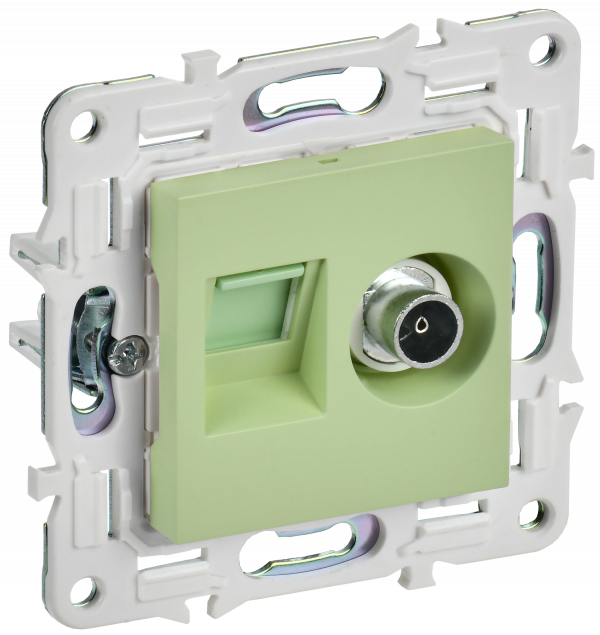 SKANDY Розетка двойная TV+RJ45 кат.6E SK-A15G мятный IEK