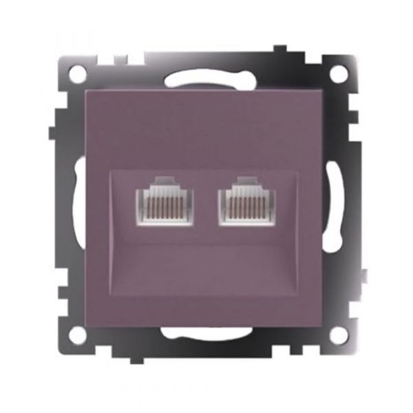 Розетка компьютерная 2-местная RJ-45 (механизм) серия Катрин шоколад STEKKER