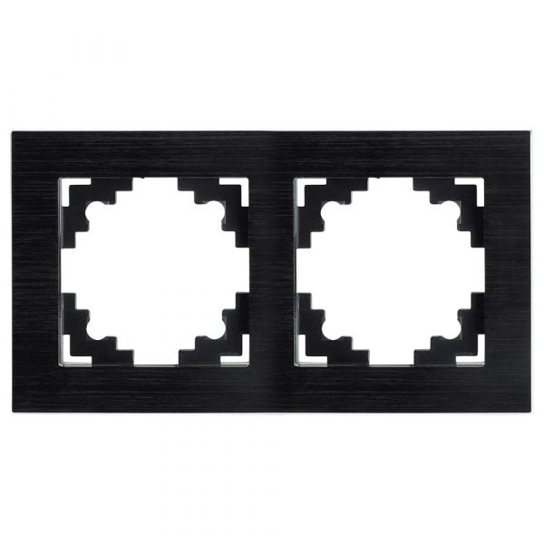 Рамка 2-местная металл серия Катрин черный STEKKER