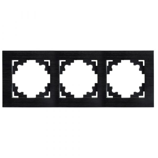 Рамка 3-местная металл серия Катрин черный STEKKER