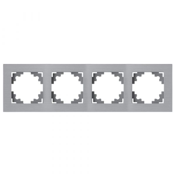 Рамка 4-местная металл серия Катрин серебро STEKKER