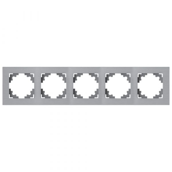 Рамка 5-местная металл серия Катрин серебро STEKKER