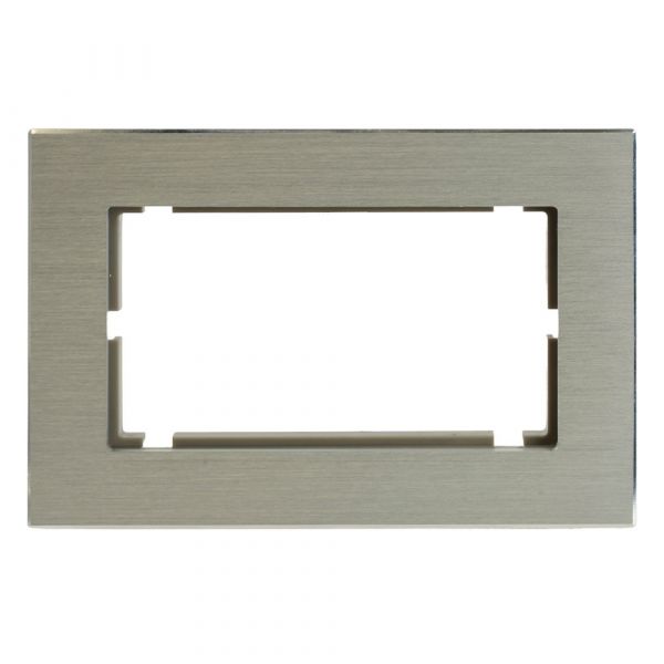 Рамка двухместная без перемычки серия Катрин металл серебро STEKKER