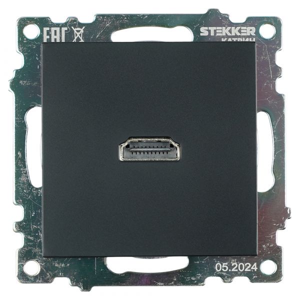 Розетка HDMI 2.1 Type A (механизм) серия Катрин черный STEKKER