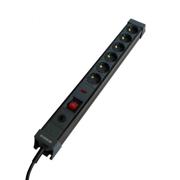 Фильтр сетевой 6-местный с/з 3x1 мм2 3 м 250 В 16 А черный HM22-61-03