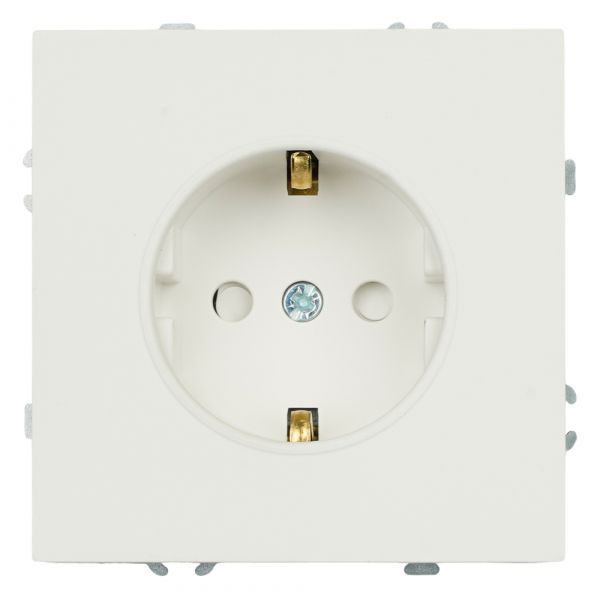 Розетка одноместная с защитной шторкой с заземлением (механизм) СЗК 250В 16А серия Эмили белый фарфор soft touch STEKKER