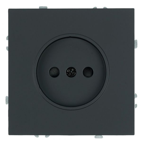 Розетка 1-местная с з/ш б/з (механизм) СЗК 250В 16А черный уголь soft touch серия Эмили STEKKER