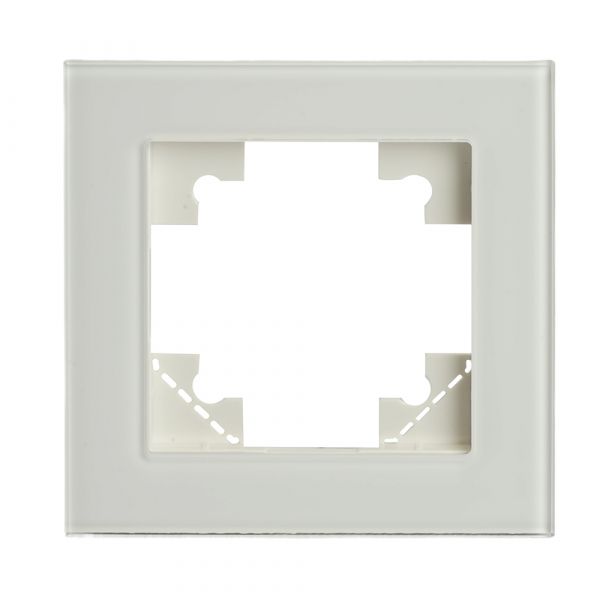 Рамка 1-местная для сенсорных механизмов, подсветки, стекло, серия Катрин, белый STEKKER