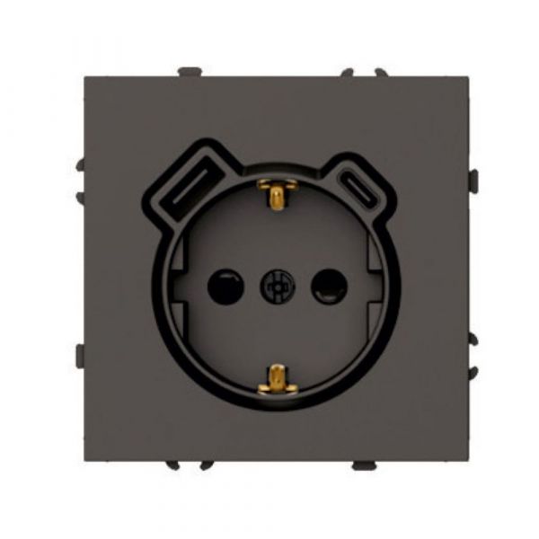Розетка 1-местная з/ш с/з 16А + USB + Type C (механизм) 250В 20W антрацит soft touch серия Эмили STEKKER