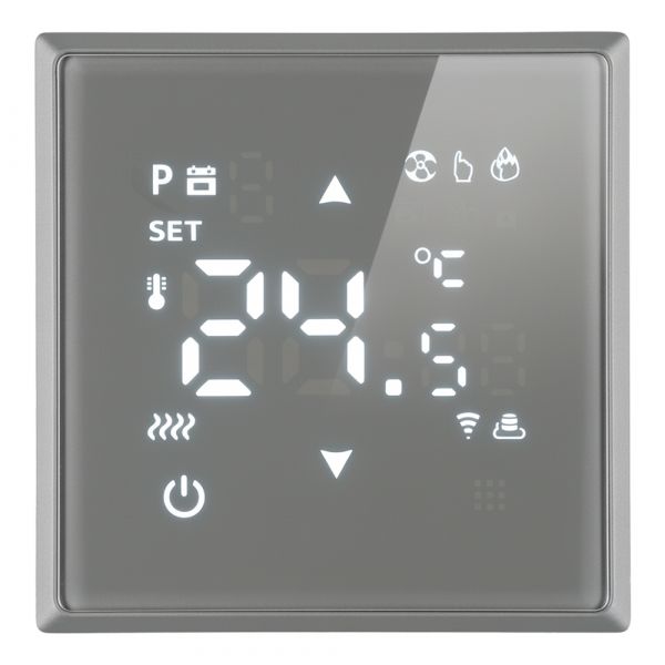 Терморегулятор Wi-Fi (механизм) 250В 3500Вт серия Эмили платиново-серый soft touch STEKKER