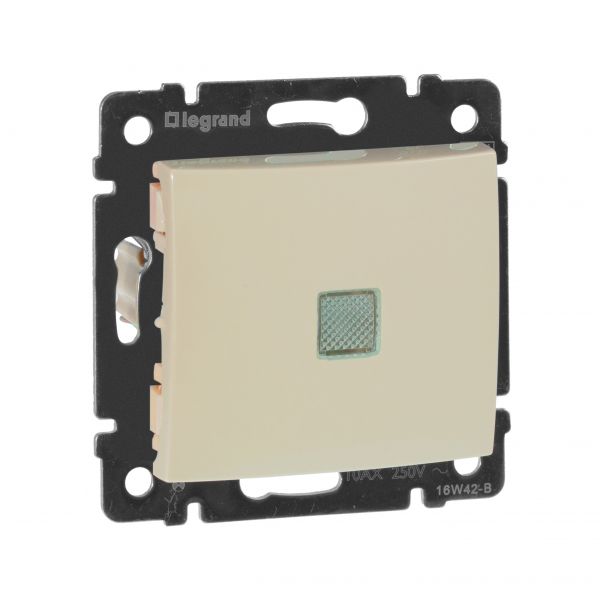 VALENA Переключатель одноклавишный с подсветкой в рамку слоновая кость