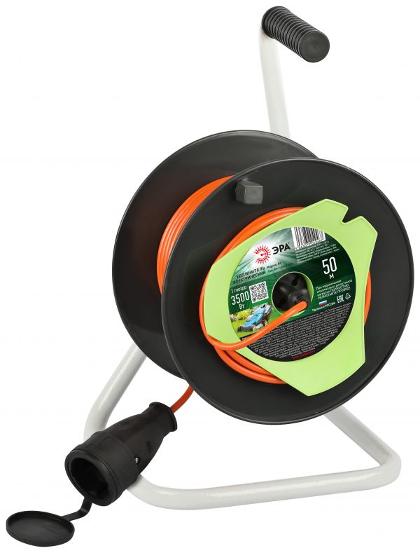 Удлинитель силовой на пластиковой катушке без заземления 1 розетка 50м ПВС 2x1,5мм2 RP-1-2x1.5-50m